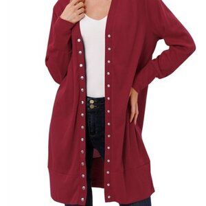 HALIFE BURGUNDAY CARDIGAN SNAP FRONT EUC
